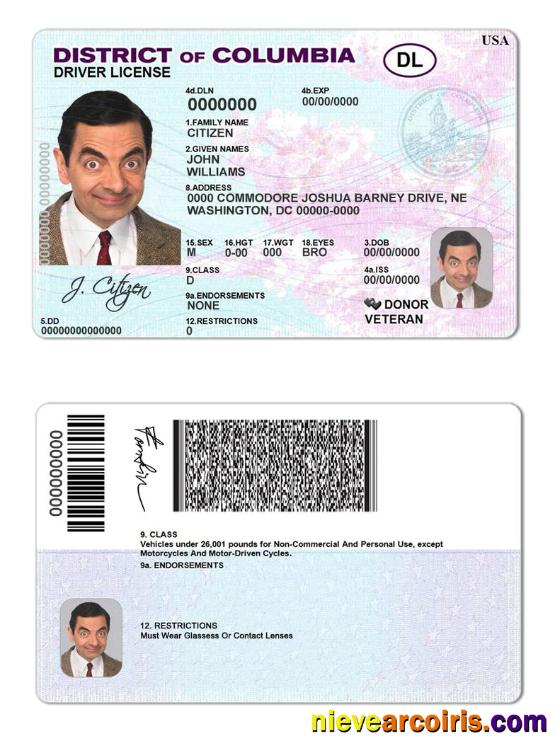 USA District of Columbia driving license